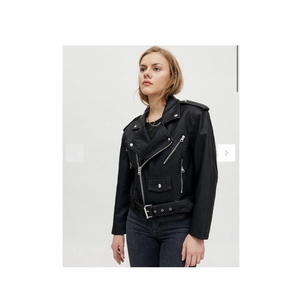Pistola Blaine Boyfriend Moto Jacket Women Medium Black Faux Leather BikerGrunge